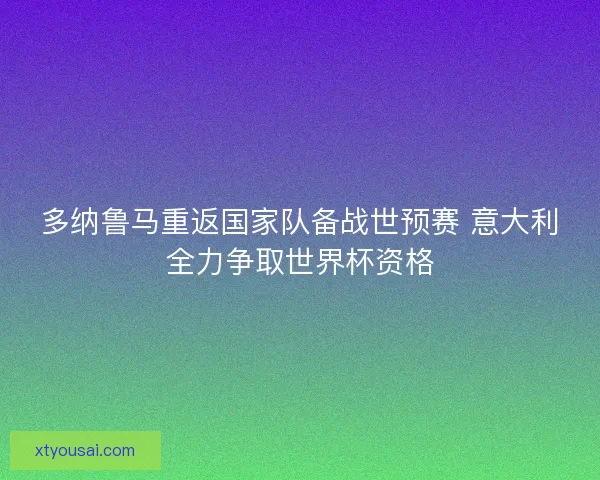多纳鲁马重返国家队备战世预赛 意大利全力争取世界杯资格