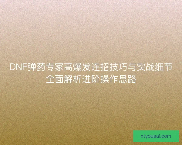 DNF弹药专家高爆发连招技巧与实战细节全面解析进阶操作思路