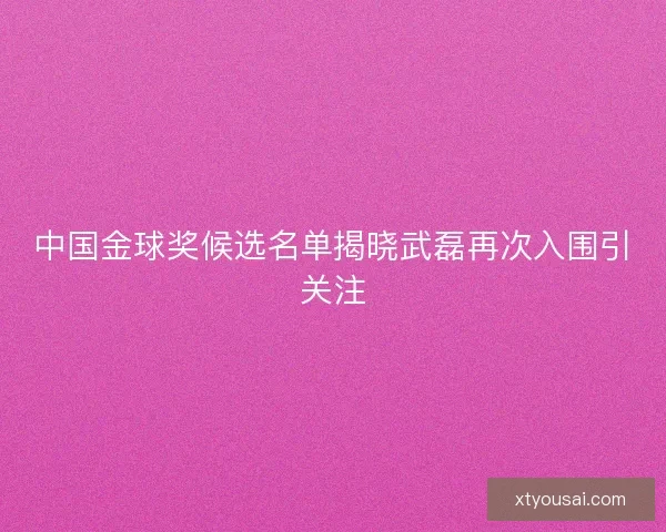 中国金球奖候选名单揭晓武磊再次入围引关注 中国金球奖候选名单揭晓武磊再次入围引关注